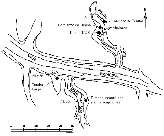 Fig. 1. Plano del Royal Wadi, o localización de las tumbas reales.