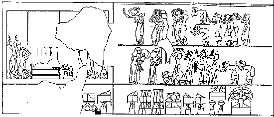 Fig. 10. Cámara Gamma, muro A, tal como aoparece en el Atonou. Martin. G., The Royal Tomb of Amarna.