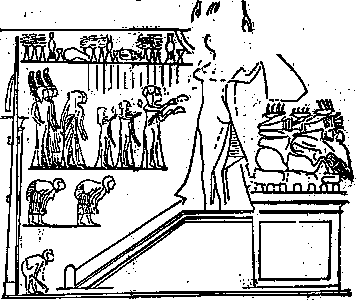 La familia real ofrendando en el templo de Atón. Tumba de Panhesy. Davies Amarna II, pl XVIII
