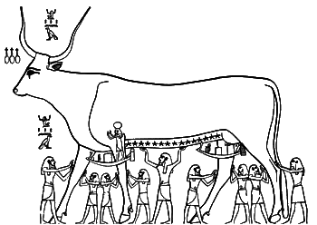 Representación de la vaca celeste del primer féretro Erik Hornung, Der Ägyptische Mythos von der Himmelskuh